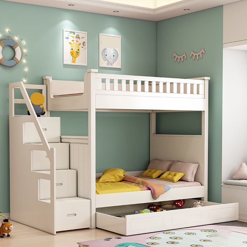 Wood Mattress Included Bunk Bed Solid Color Rectangular Bunk Bed