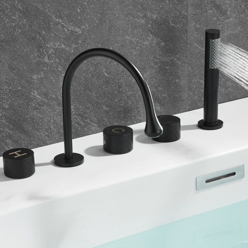 Deck Mounted Copper Roman Tub Faucet Low Arc 3 Handles Roman Tub Faucet Set