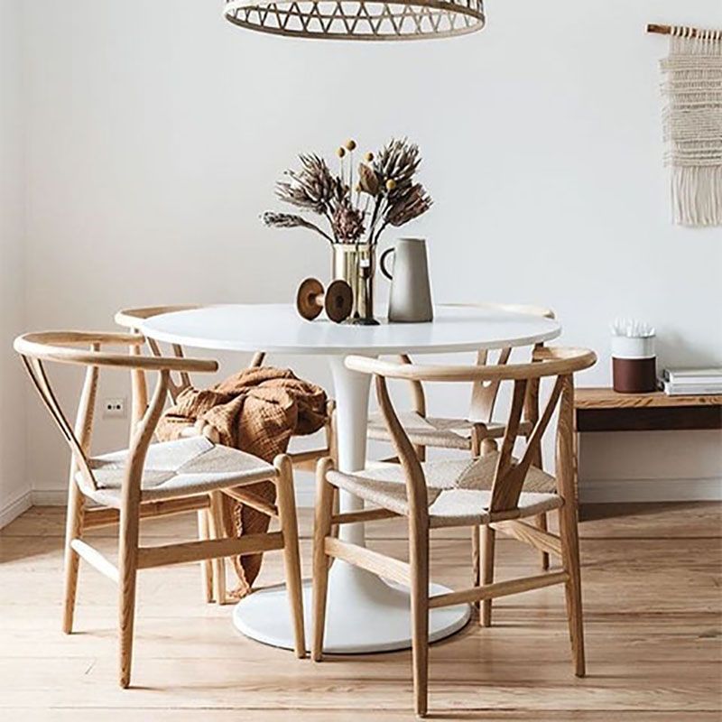 Chaise de salle à manger en bois contemporaine, chaise de salle à manger simple en os de fourchette pour Restaurant