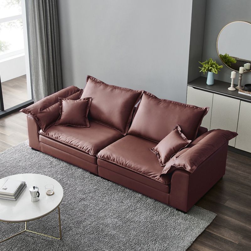 Pillow Top Arm Faux Leather Sette Nordic Down Fill Cushions Sofa with Pillows