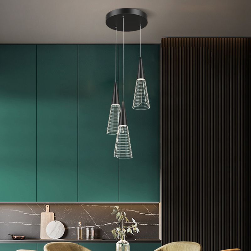 Cone Hanging Light Fixtures Modern Simple Acrylic Ceiling Pendant for Stairwell