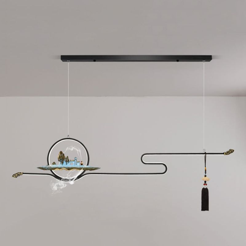 Luci a sospensione a sospensione in metallo Lampade sospese lineari contemporanee per sala da tè