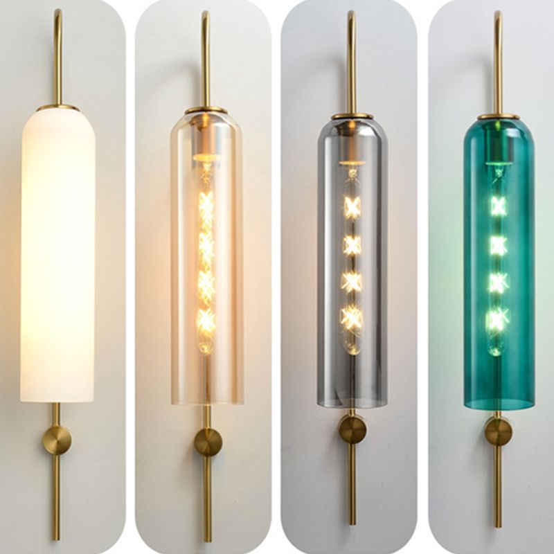 Contemporary Tubular Wall Lights 1 Bulb Living Room Sconce Light Fixture