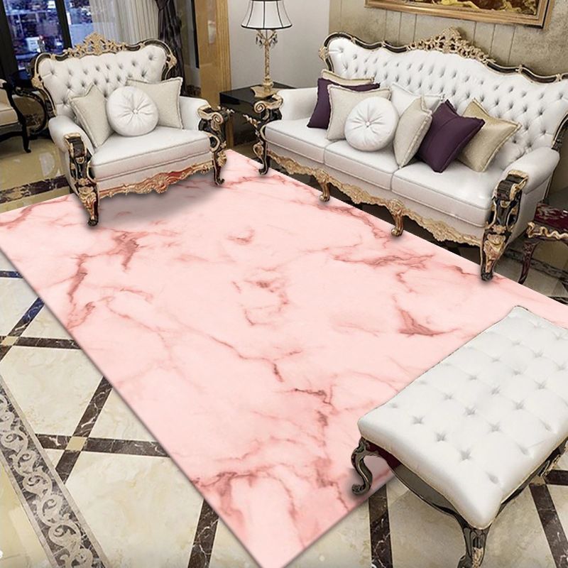 White Marble Pattern Rug Polyester Luxury Rug Washable Rug for Living Room