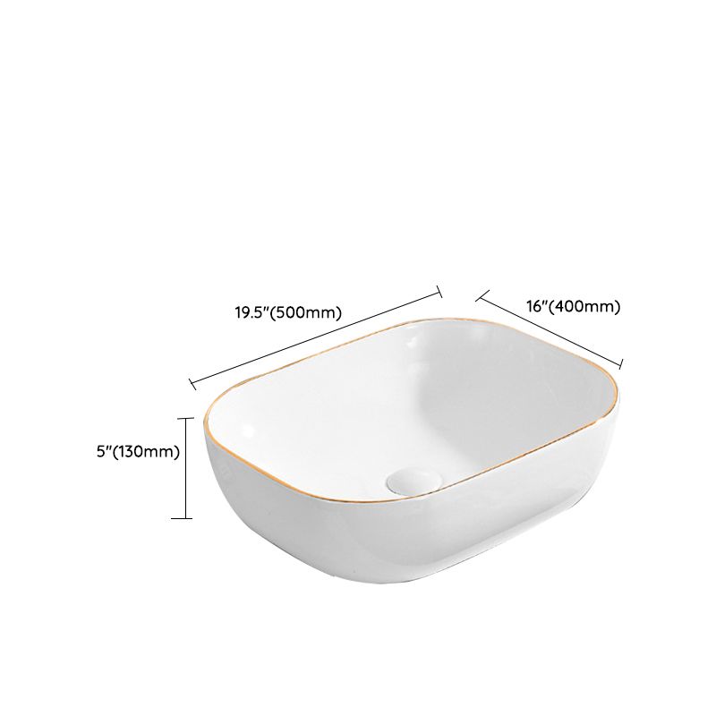 Modern Vessel Lavatory Sink Porcelain Oval Shut-Off Valve Included Vessel