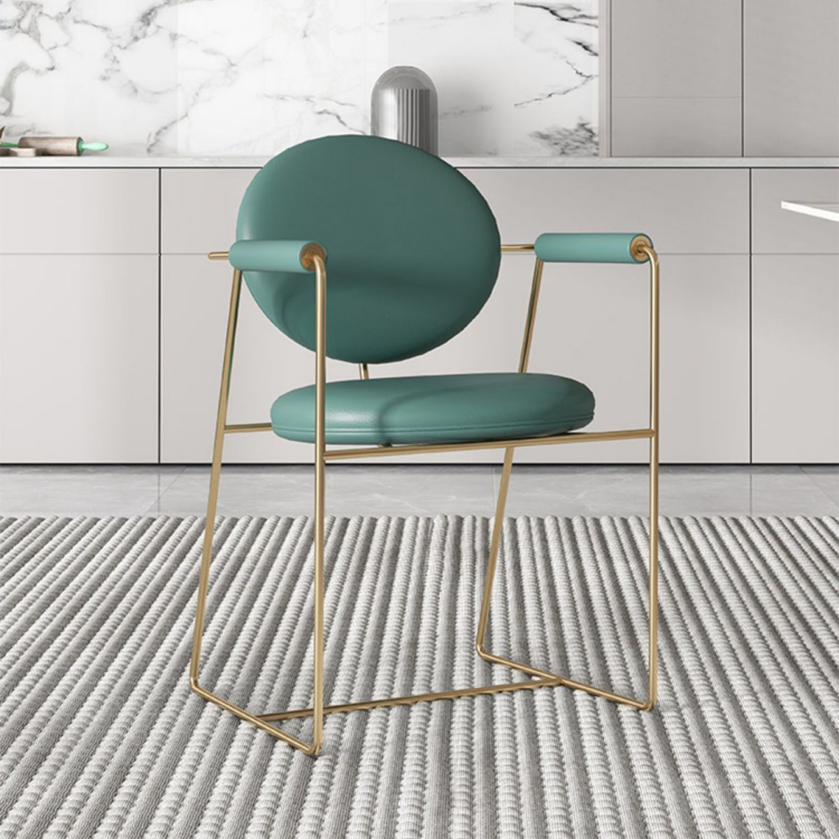 Mesa de comedor de piedra sinterizada de estilo contemporáneo con mesa fija blanca y base de doble pedestal