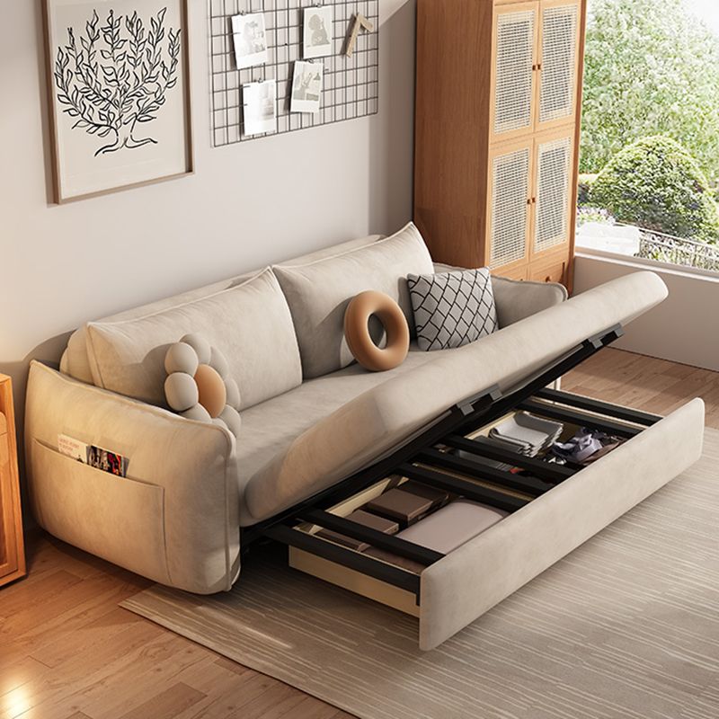 Convertible Faux Leather Contemporary Square Arm Bed Settee in Grey