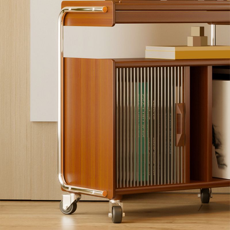 Mid Century Modern Side Table Double Tier Wood Accent Side Table with Shelf