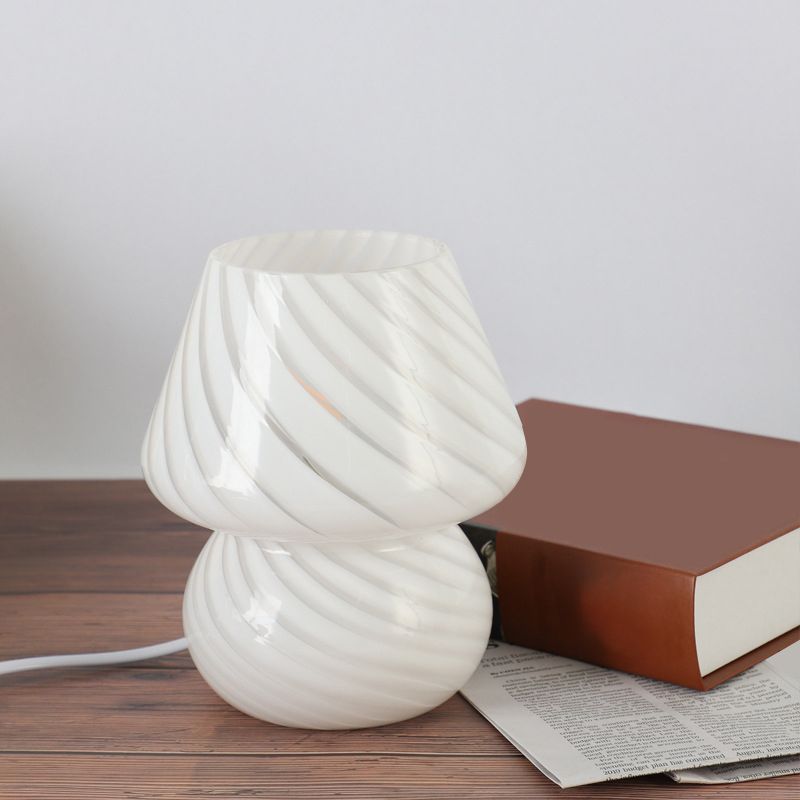 Lámparas de mesa nocturna de champiñones Modernas luces de 1 luces con sombra de vidrio para sala de estar