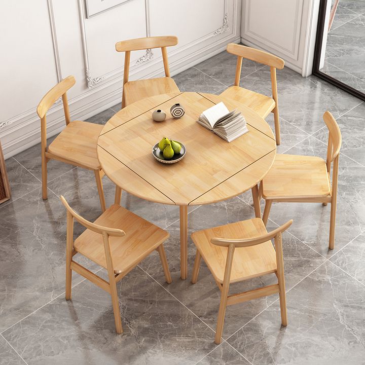 Table à manger ronde contemporaine table en bois massif en caoutchouc avec 4 jambes pour salle à manger