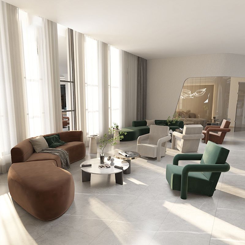 Velvet Sectional Sofa Contemporary Coffee Sofa for Living Room