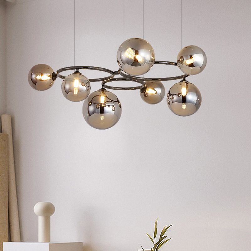 Blown Glass Globe Chandelier Modern Stylish Dining Room Hanging Light