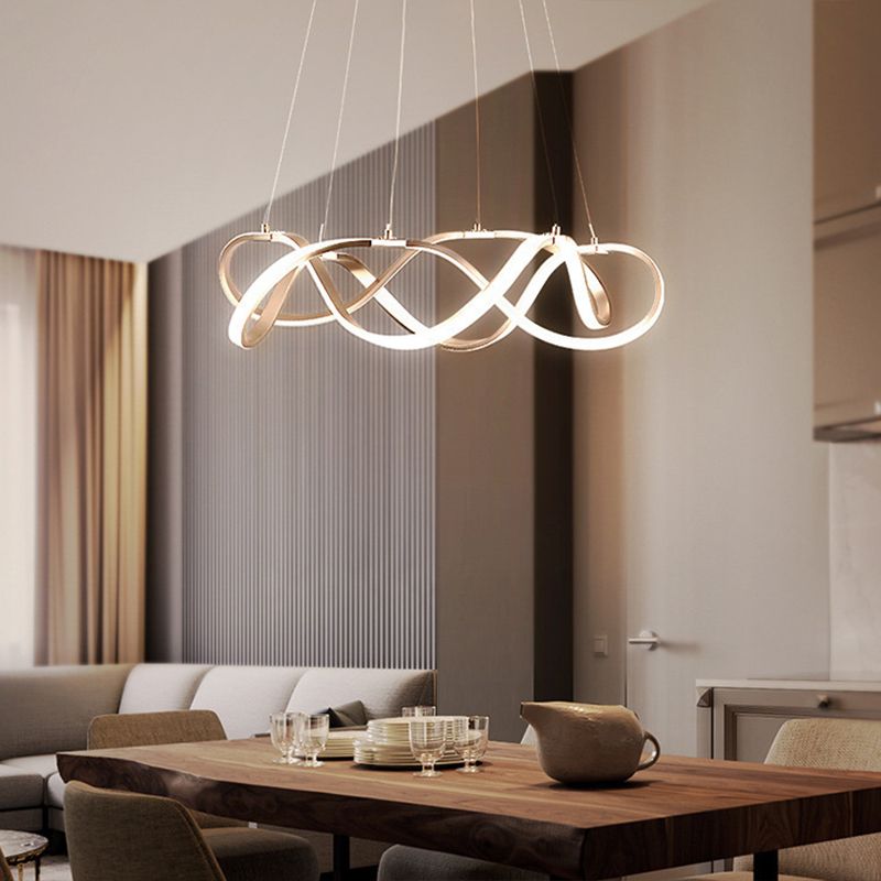 Aluminium LED Hanging Lamp in Modern Luxury Style Acrylic Linear Pendant Light for Living Room