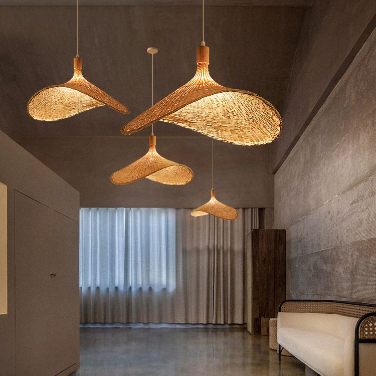 1-Licht-Bambus Hängsbeleuchtung Chinesisches Anhänger Lichtkit für Tea Room