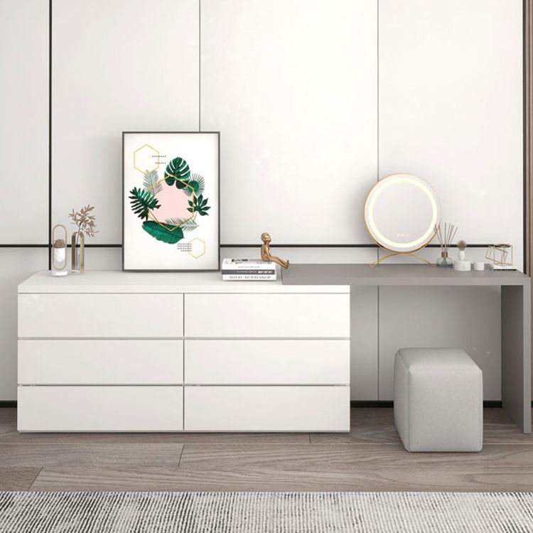 Contemporary 29" H Vanity Dressing Table with 6 Storage Drawers