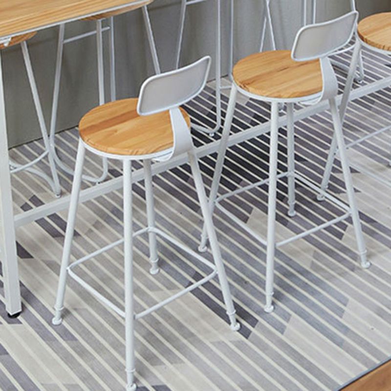 Contemporary Bar Stool Solid Wood Barstool with White Metal Legs