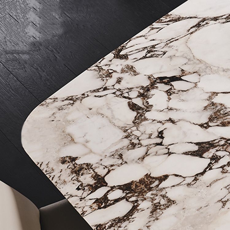 Modern Gray Stone Top Table Metal Base Rectangle Dining Table for Kitchen