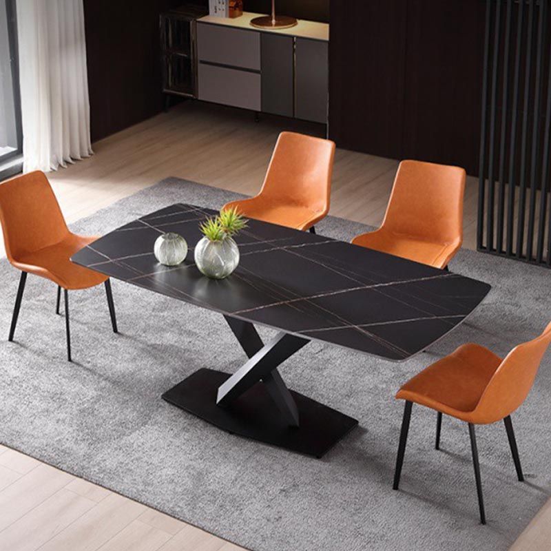 Simple Stone Top Dinette Table Metal Base Dining Table for Living Room