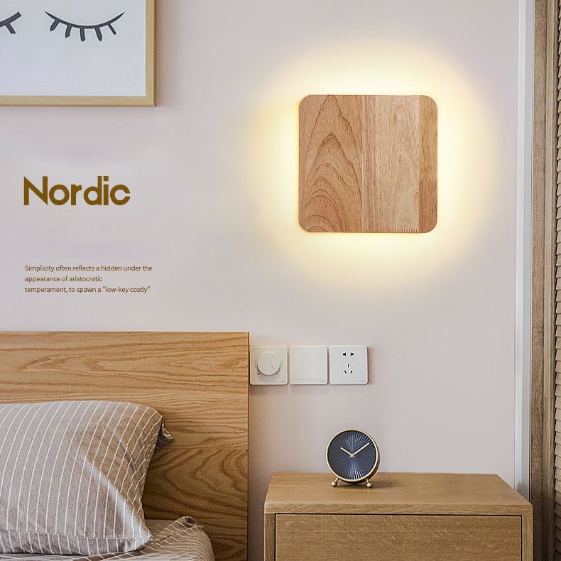 Modern Wall Sconce, illuminazione montata in legno giapponese a 1 luce per camera da letto