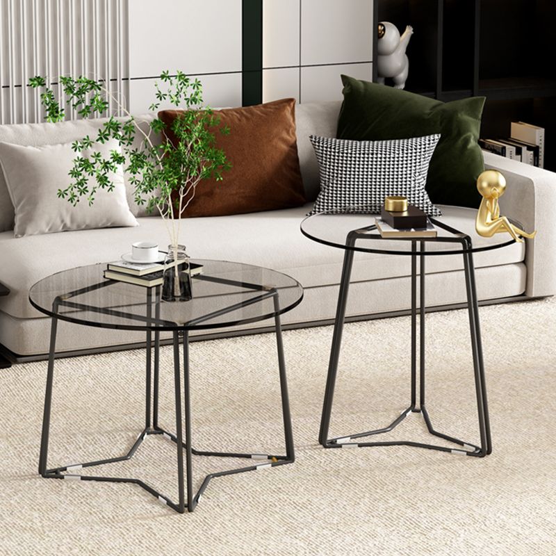 Frame Nesting Coffee Table Set Modern Round Glass Coffee Table