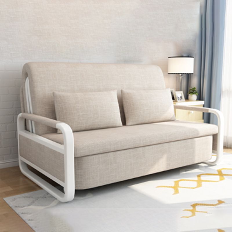 Cotton Blend Contemporary Convertible Bed Sofa Couch in Beige