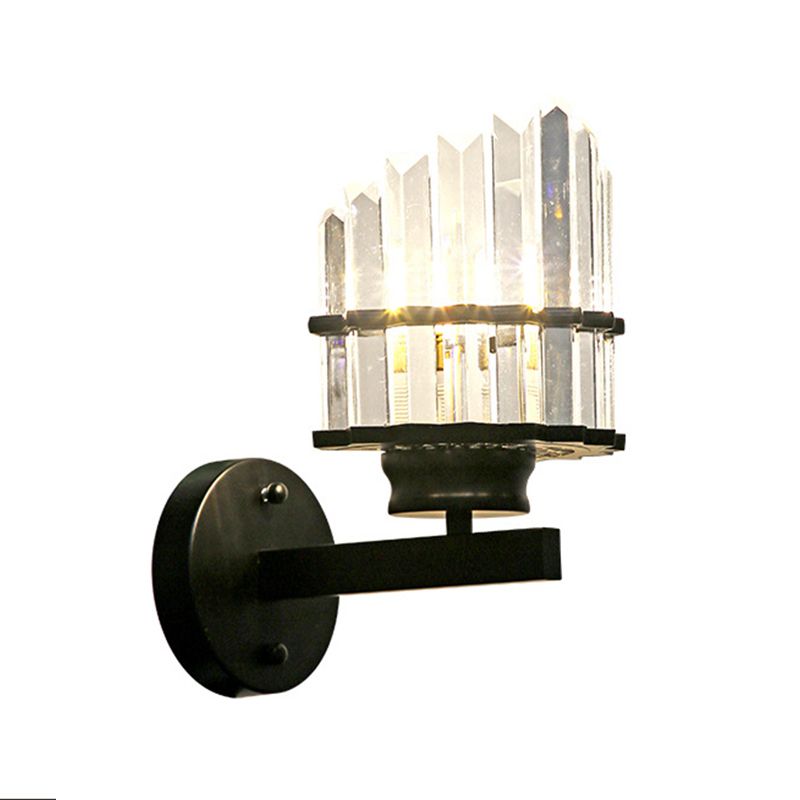 Modern Wall Sconce Black Wall Light Fixture with Crystal for Bedroom