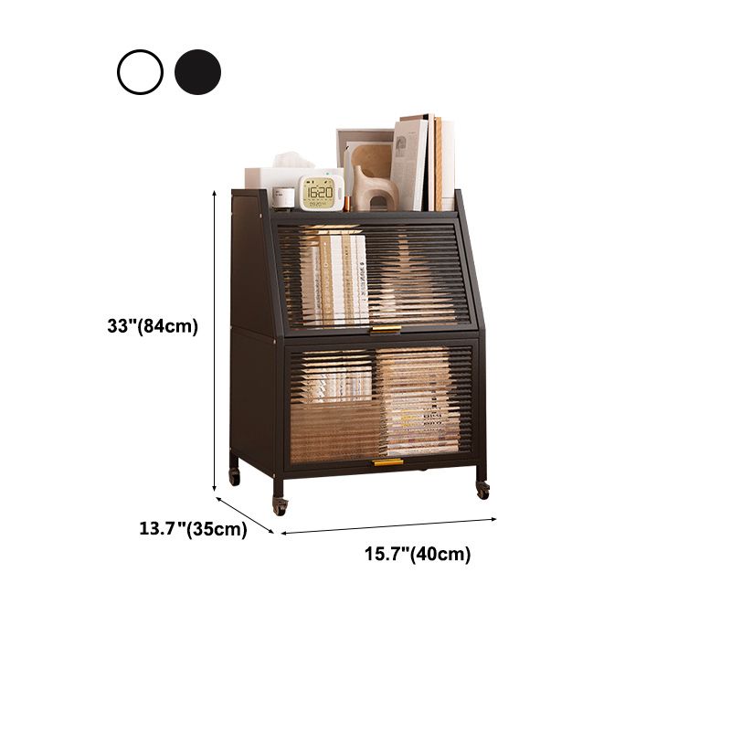 Modern Style Bookshelf Metal Closed Back Bookcase with Door for Home Office