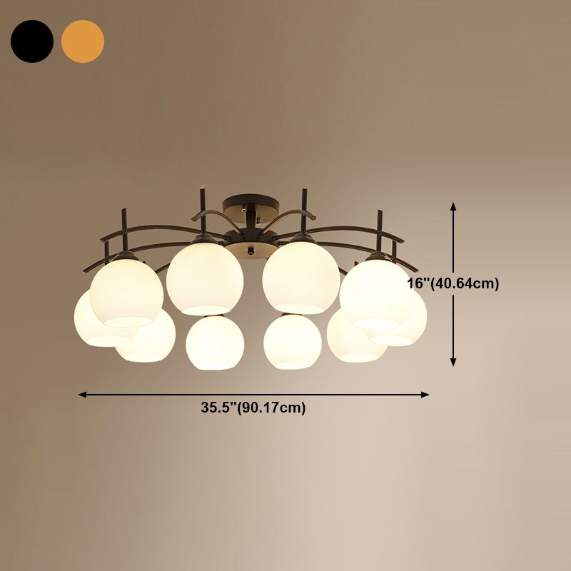 Lámpara de techo múltiple de la lámpara de semi lavado de metal tradicional con sombra de vidrio de globo