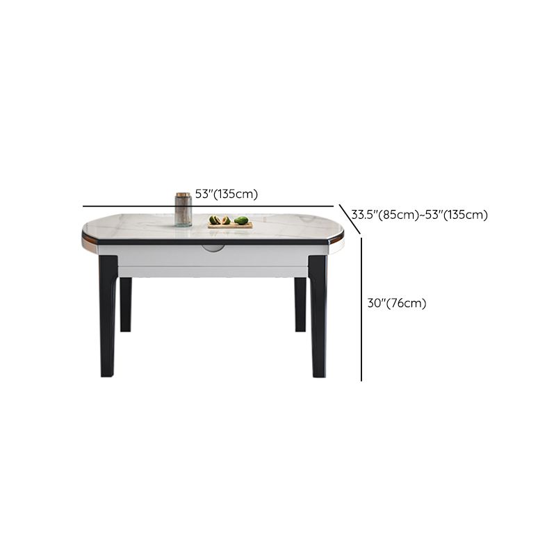 Modern Round Dining Table Sintered Stone Drop Leaf Dinner Table for Dining Room