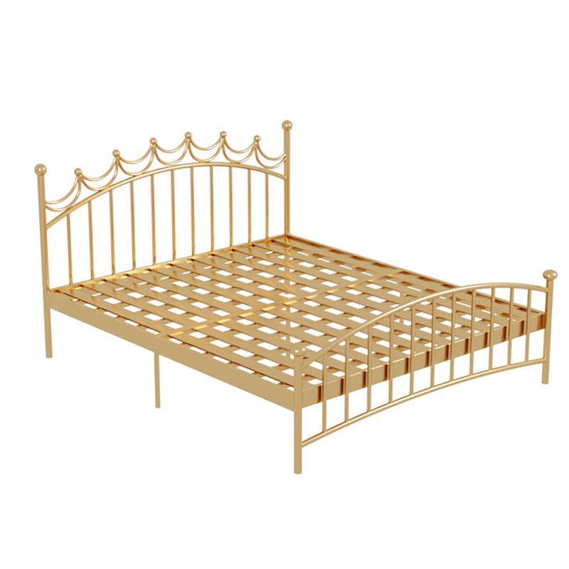 84.65 inch Wide Contemporary Bed Frame Metal Slat Bed with Headboard
