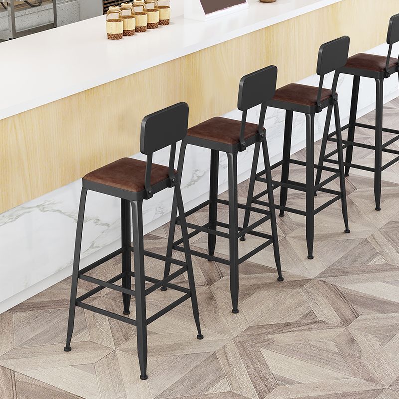 Industrial Square Footrest Counter Chair Metal Low Back Counter and Bar Stool