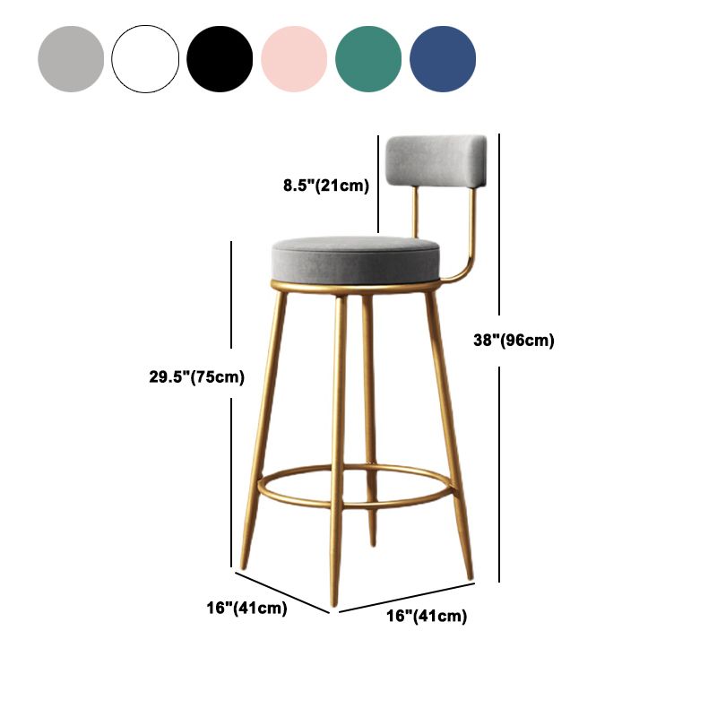 Armless Round Seat Bar Chair Industrial Low Back Upholstered Bar Stool