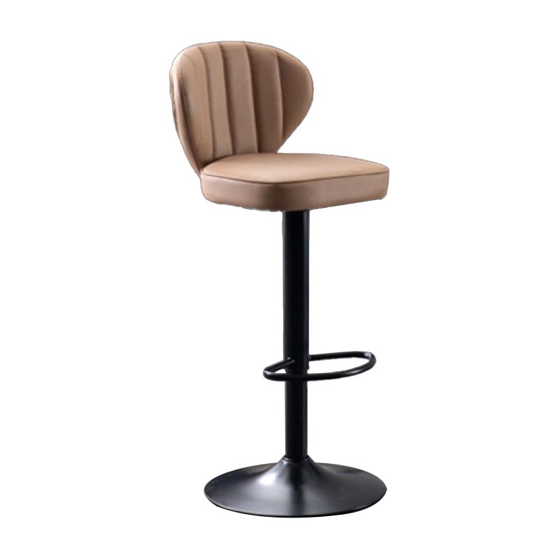 Contemporary Bar-stool Liftable Leather Counter Bar Stool with Metal Legs