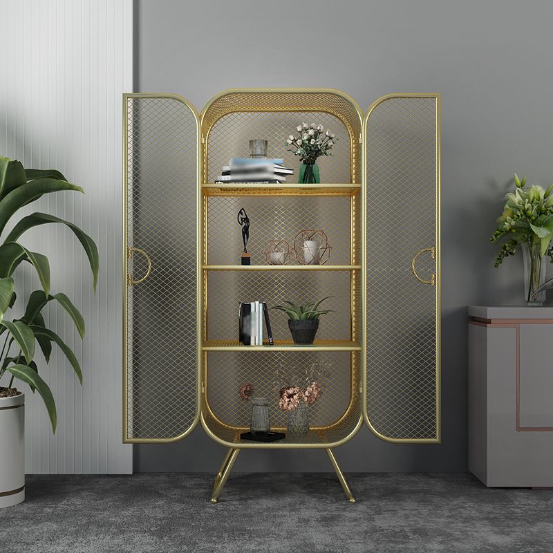 Scandinavian Vertical Standard Bookcase Iron Bookcase with Door