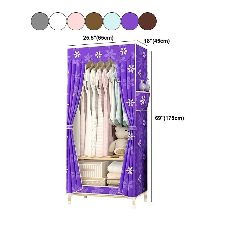 Modern Style Wardrobe with Cloth Rod Solid Wood Bedroom Wardrobe Closet