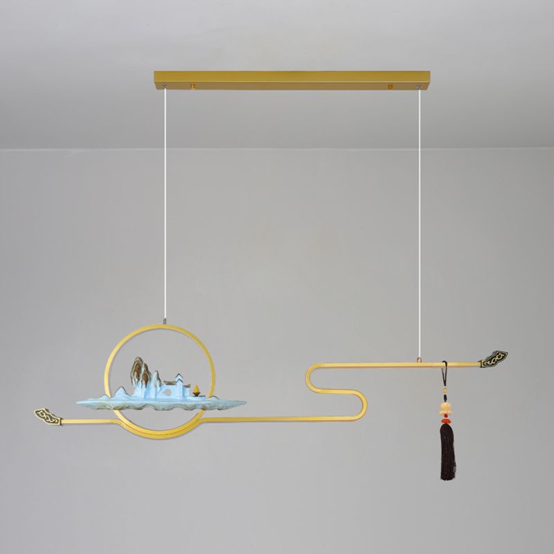 Resina luces colgantes colgantes chinas lámparas colgantes lineales modernas para comedor