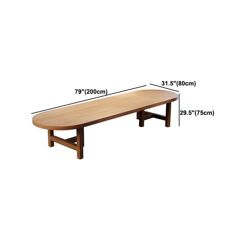 Industrial Oval Writing Desk Solid Wood Sled Base Office Desk