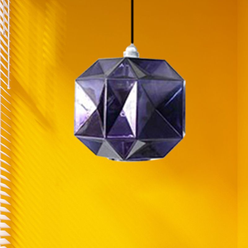 Diamond Anhänger Beleuchtung postmodernes Glas 1 Hellblau/Gold/Bernsteinhänge Deckenleuchte