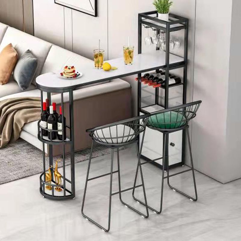 Faux Marble Top Bar Table Specialty Contemporary Style Pub Table for Breakroom