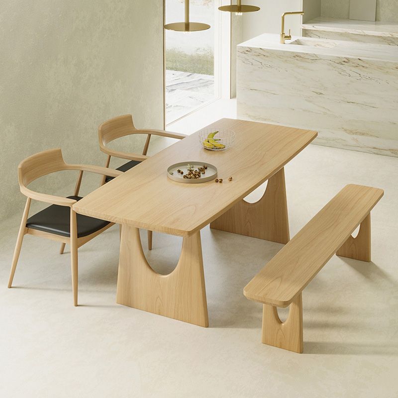 Contemporary Solid Wood Top Dining Table Light Wood Finish Dinette Table