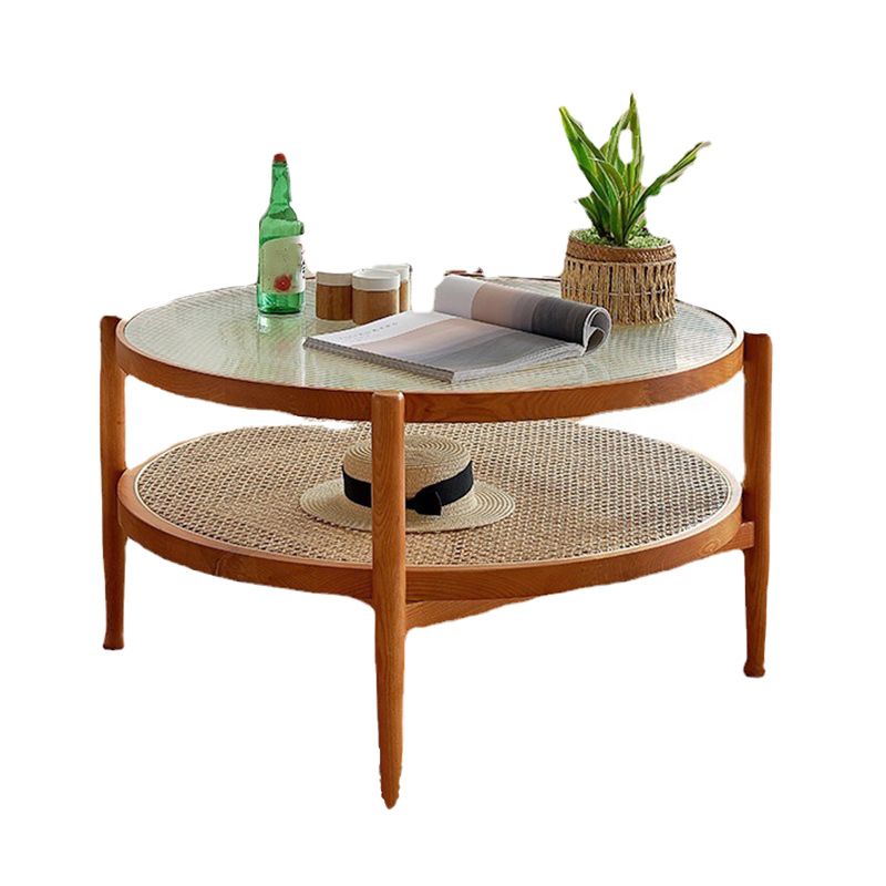 Tropical Coffee Cocktail Table Storage Solid Wood Coffee Table