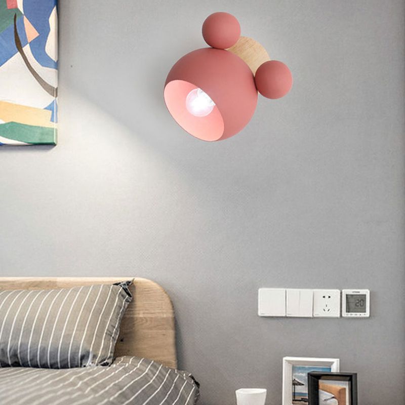 Bedroom Wall Sconce Lighting Minimalist Sconce Light Fixture with Cartoon Metal Shade