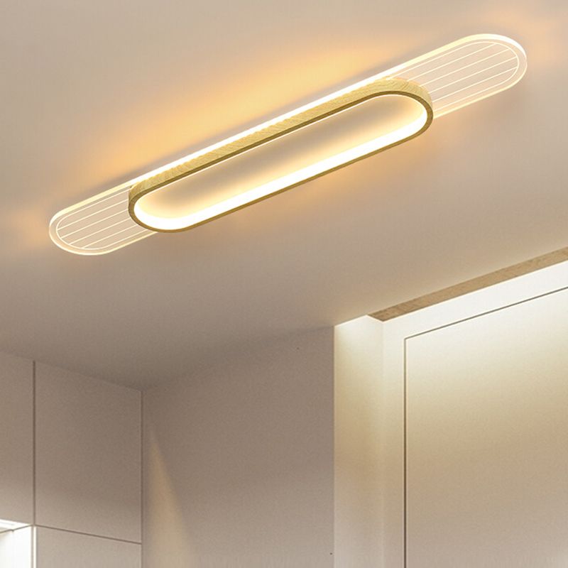 Modern Metal Flush Mount Oval Shape Ceiling Light with Acrylic Shade for Passage