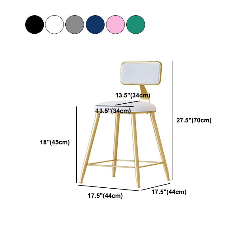 Nordic Backrest Armless Counter Stool Iron Cafe Bar Stool with Velvet Cushion and Pedal