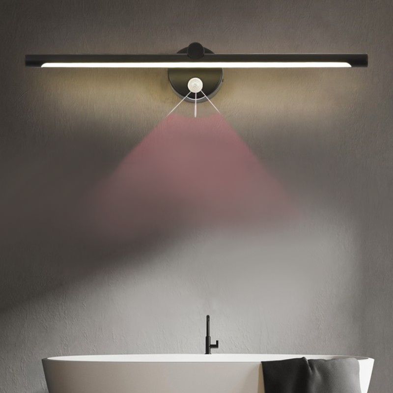 Zwarte acryl Moderne Wand SCONCE 1 Licht lineaire wandgemonteerde verlichting voor badkamer