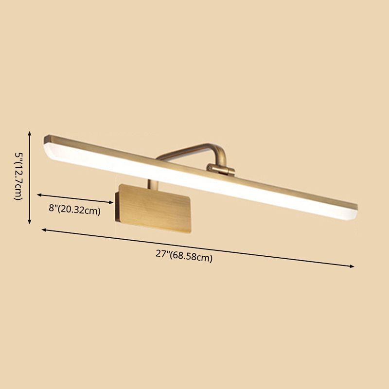 Waterdichte lineaire LED -wandlichtmetaal Modern Minimalisme Brass Vanity Neutraal Light voor kleedkamer