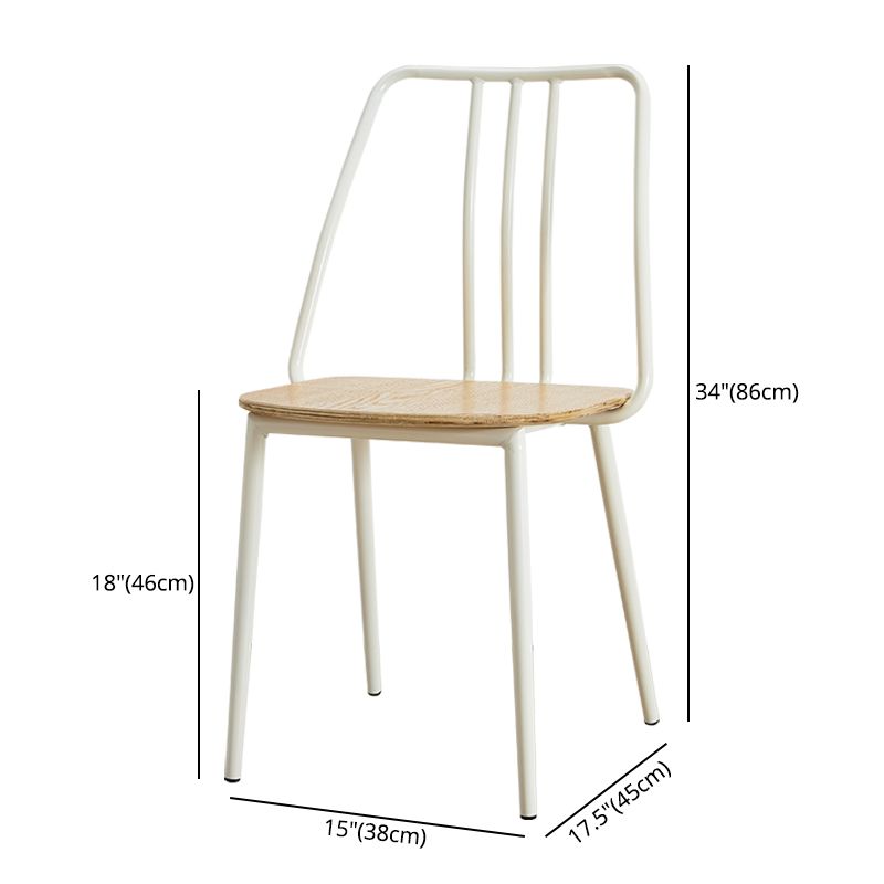 Contemporary Metal Dining Chair Slat Back Side Armless Chair for Kitchen