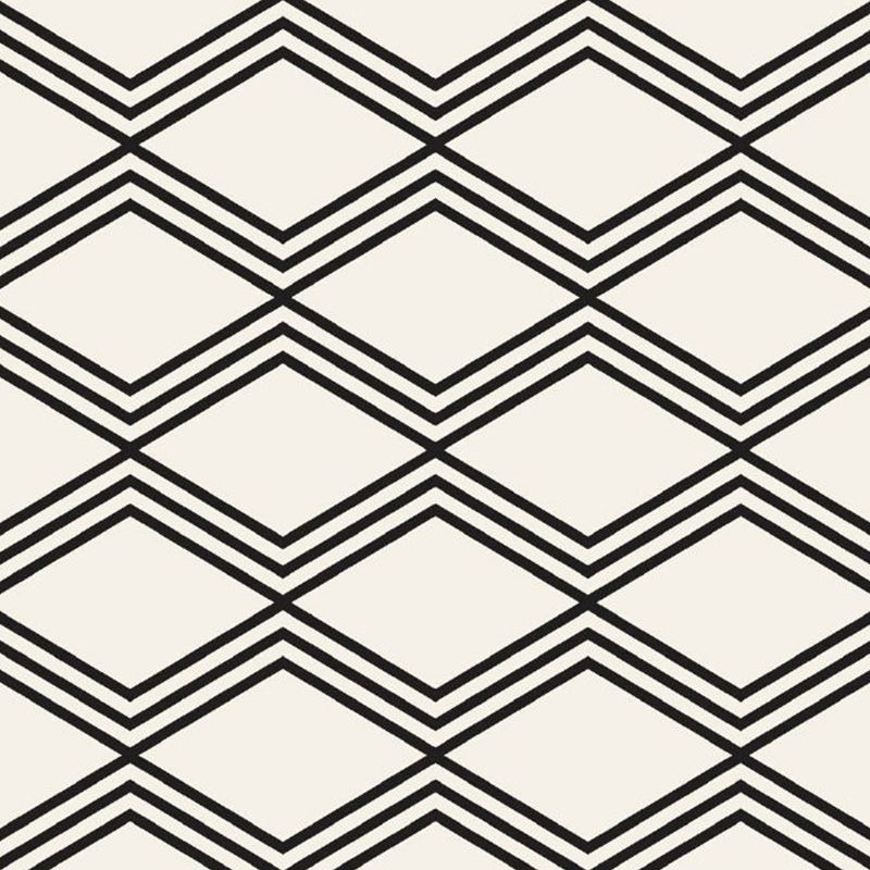 Large Rhombus Seamless Pattern Murals Minimalistic Geometry Wall Art in Black-White
