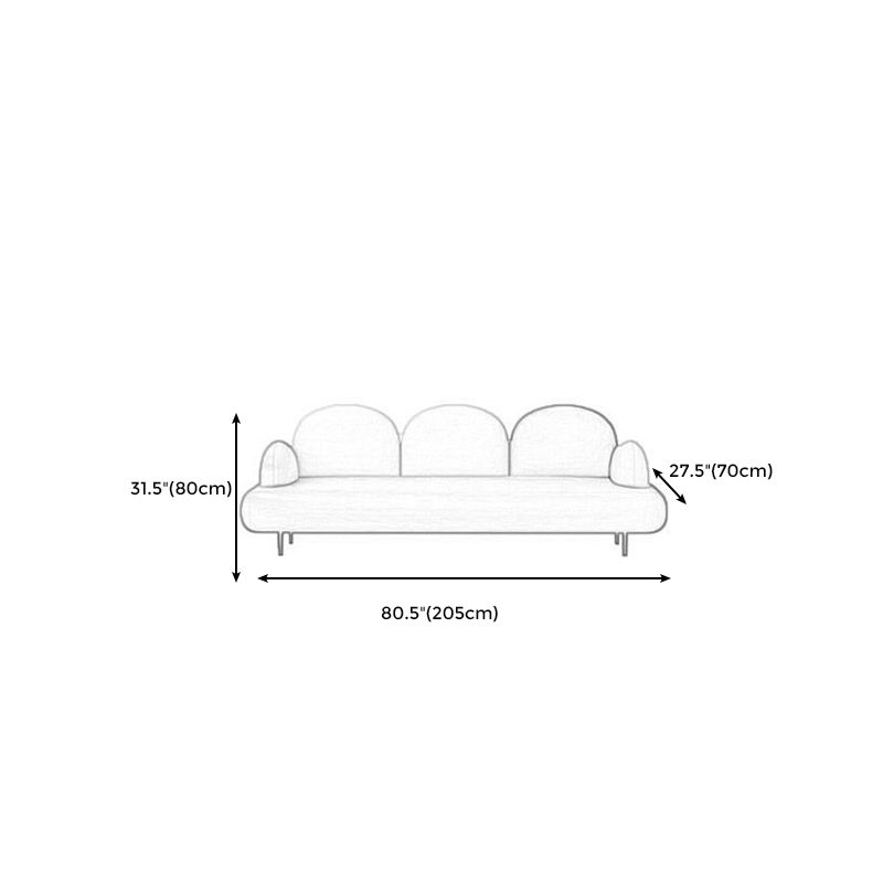 Modern Curved 4 Metal Legs Sofa Faux Leather Recessed Arm Sofa