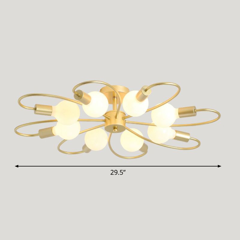 Champagne tourbillonna près de la lumière du plafond de style moderne en métal semi-luxuriant pour la chambre